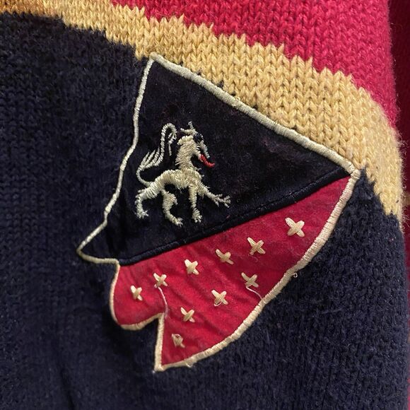 Vintage Lucia Sweater Women Size Small S Red Black Plaid Crest Preppy Academia - Picture 9 of 15